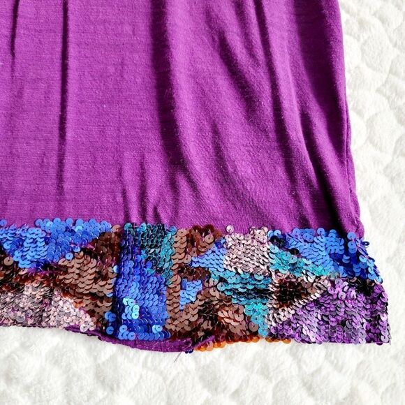 Madewell Hi-Line purple tee shirt sequin sparkle geometric colorful - Picture 8 of 8